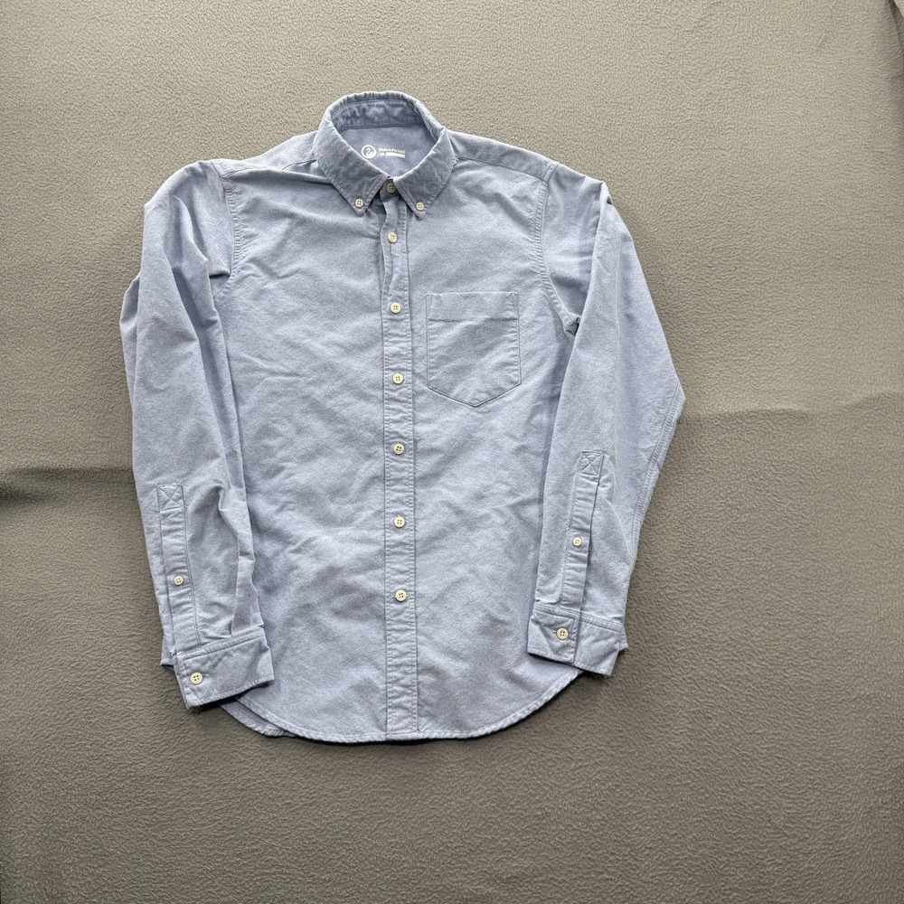 Outlier Shirt Mens XS Blue Solid Long Sleeve Button Up Casual Woven Cotton Nylon